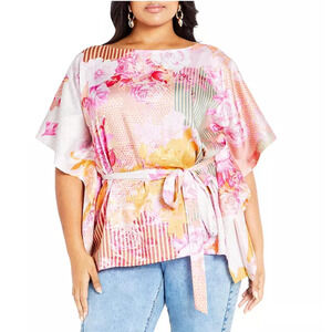 *NEW* CITY CHIC Floral Top Sunset Rose Print Plus Size 20